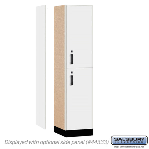 Salsbury 18" Wide Premier Wood Locker - Double Tier - 1 Wide - 6 Feet High - 18" Deep - Arctic White - Electronic Locks - Sweatfully
