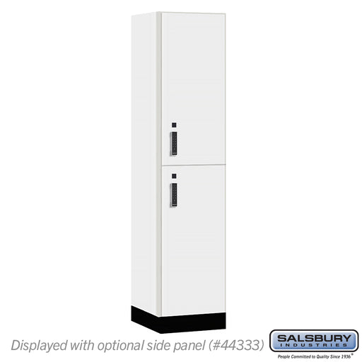 Salsbury 18" Wide Premier Wood Locker - Double Tier - 1 Wide - 6 Feet High - 18" Deep - Arctic White - Electronic Locks - Sweatfully