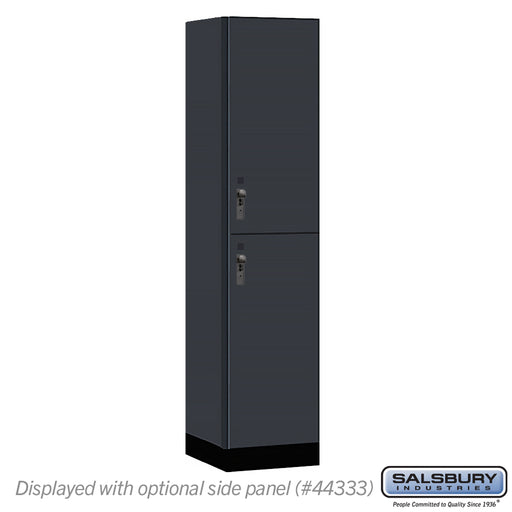 Salsbury 18" Wide Premier Wood Locker - Double Tier - 1 Wide - 6 Feet High - 18" Deep - Carbon Mesh - Hasps - Sweatfully