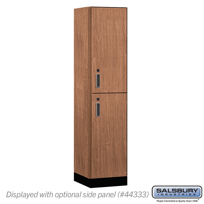 Salsbury 18" Wide Premier Wood Locker - Double Tier - 1 Wide - 6 Feet High - 18" Deep - Red Oak - Electronic Locks - Sweatfully
