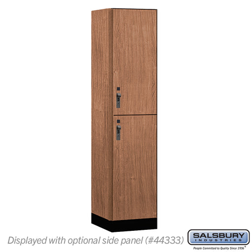 Salsbury 18" Wide Premier Wood Locker - Double Tier - 1 Wide - 6 Feet High - 18" Deep - Red Oak - Hasps - Sweatfully