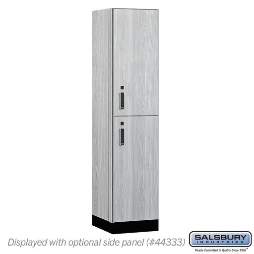 Salsbury 18" Wide Premier Wood Locker - Double Tier - 1 Wide - 6 Feet High - 18" Deep - Silver Teak - Electronic Locks - Sweatfully