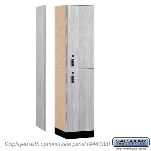 Salsbury 18" Wide Premier Wood Locker - Double Tier - 1 Wide - 6 Feet High - 18" Deep - Silver Teak - Resettable Combination Locks - Sweatfully