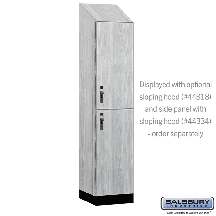 Salsbury 18" Wide Premier Wood Locker - Double Tier - 1 Wide - 6 Feet High - 18" Deep - Silver Teak - Hasps - Sweatfully