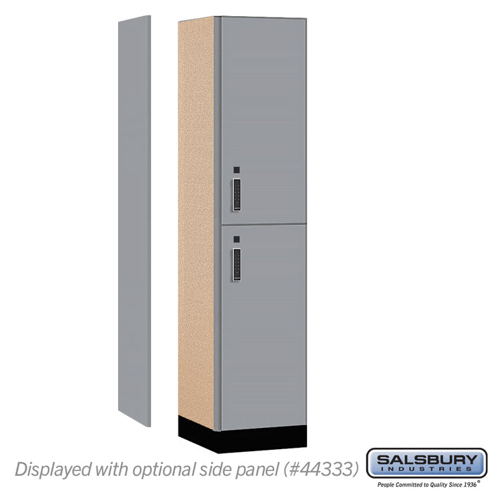 Salsbury 18" Wide Premier Wood Locker - Double Tier - 1 Wide - 6 Feet High - 18" Deep - Winter Fog - Electronic Locks - Sweatfully
