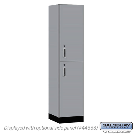 Salsbury 18" Wide Premier Wood Locker - Double Tier - 1 Wide - 6 Feet High - 18" Deep - Winter Fog - Electronic Locks - Sweatfully