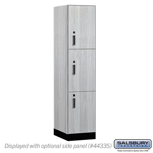 Salsbury 18" Wide Premier Wood Locker - Triple Tier - 1 Wide - 6 Feet High - 21" Deep - Silver Teak - Electronic Locks - Sweatfully