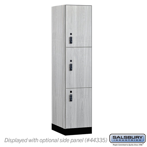 Salsbury 18" Wide Premier Wood Locker - Triple Tier - 1 Wide - 6 Feet High - 21" Deep - Silver Teak - Resettable Combination Locks - Sweatfully