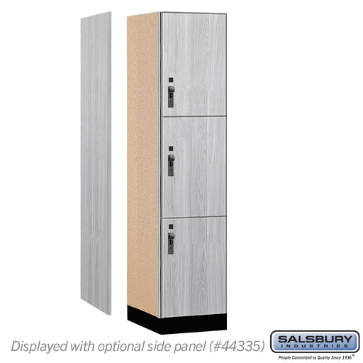 Salsbury 18" Wide Premier Wood Locker - Triple Tier - 1 Wide - 6 Feet High - 21" Deep - Silver Teak - Hasps - Sweatfully