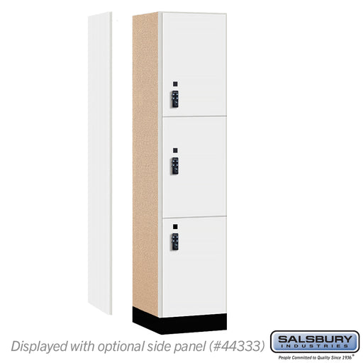Salsbury 18" Wide Premier Wood Locker - Triple Tier - 1 Wide - 6 Feet High - 18" Deep - Arctic White - Resettable Combination Locks - Sweatfully