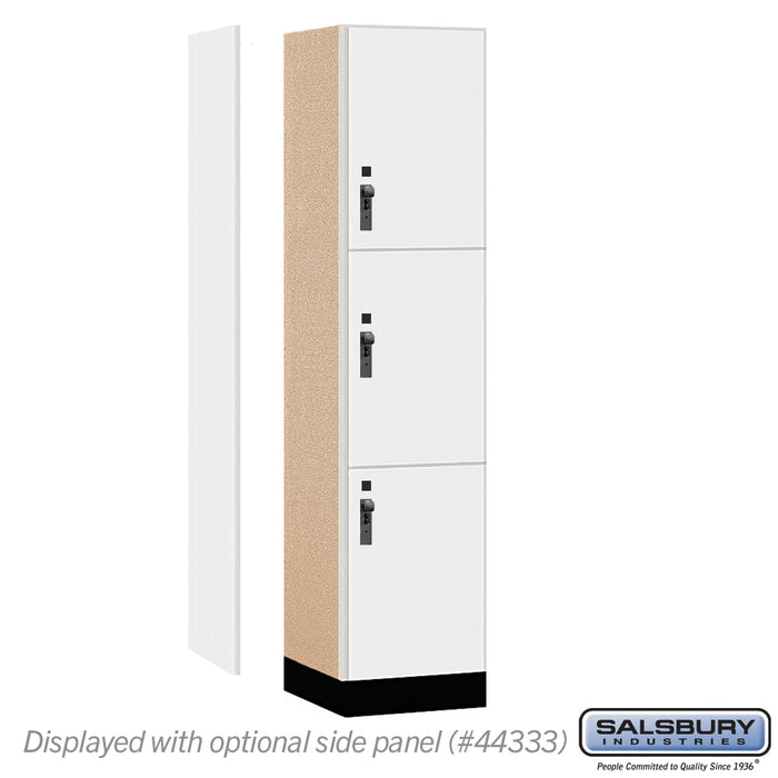 Salsbury 18" Wide Premier Wood Locker - Triple Tier - 1 Wide - 6 Feet High - 18" Deep - Arctic White - Hasps - Sweatfully