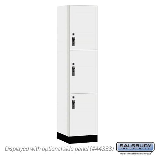 Salsbury 18" Wide Premier Wood Locker - Triple Tier - 1 Wide - 6 Feet High - 18" Deep - Arctic White - Hasps - Sweatfully