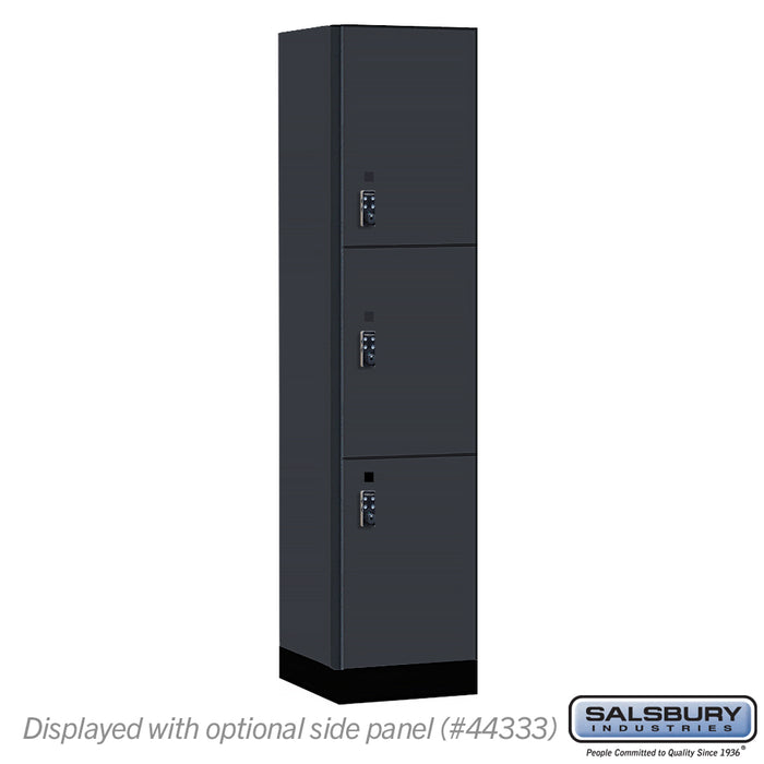 Salsbury 18" Wide Premier Wood Locker - Triple Tier - 1 Wide - 6 Feet High - 18" Deep - Carbon Mesh - Resettable Combination Locks - Sweatfully