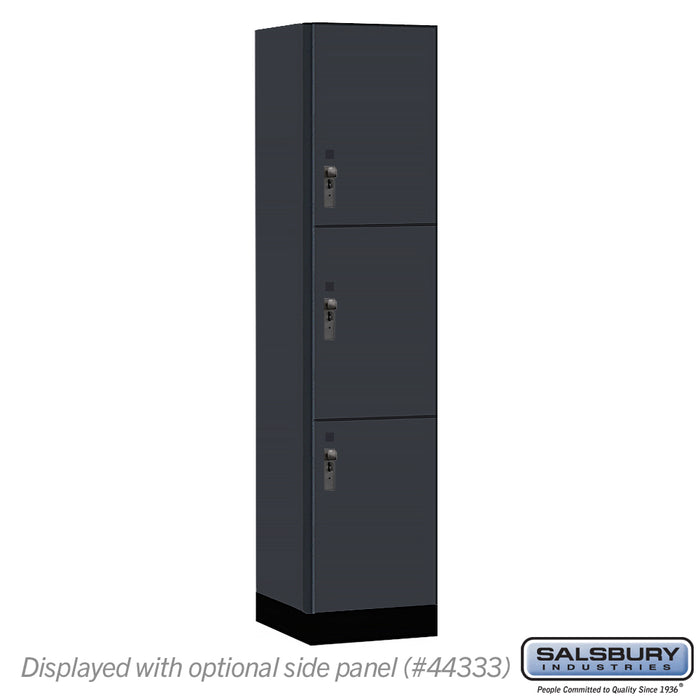 Salsbury 18" Wide Premier Wood Locker - Triple Tier - 1 Wide - 6 Feet High - 18" Deep - Carbon Mesh - Hasps - Sweatfully