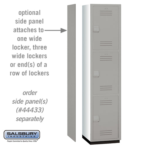 Salsbury 18" Wide Triple Tier Heavy Duty Plastic Locker - 1 Wide - 6 Feet High - 18 Inches Deep - Gray - Sweatfully