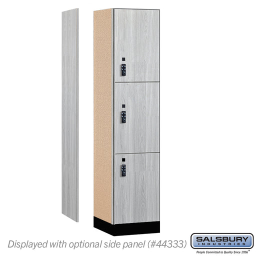 Salsbury 18" Wide Premier Wood Locker - Triple Tier - 1 Wide - 6 Feet High - 18" Deep - Silver Teak - Resettable Combination Locks - Sweatfully