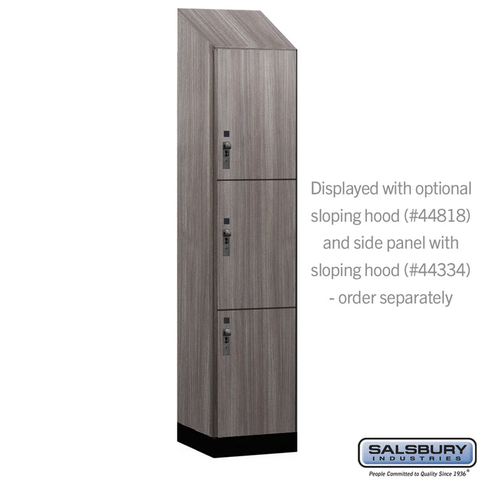 Salsbury 18" Wide Premier Wood Locker - Triple Tier - 1 Wide - 6 Feet High - 18" Deep - Skyline Walnut - Hasps - Sweatfully