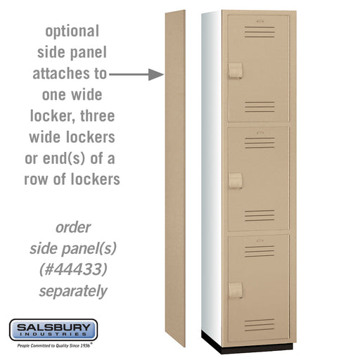 Salsbury 18" Wide Triple Tier Heavy Duty Plastic Locker - 1 Wide - 6 Feet High - 18 Inches Deep - Tan - Sweatfully