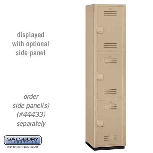 Salsbury 18" Wide Triple Tier Heavy Duty Plastic Locker - 1 Wide - 6 Feet High - 18 Inches Deep - Tan - Sweatfully