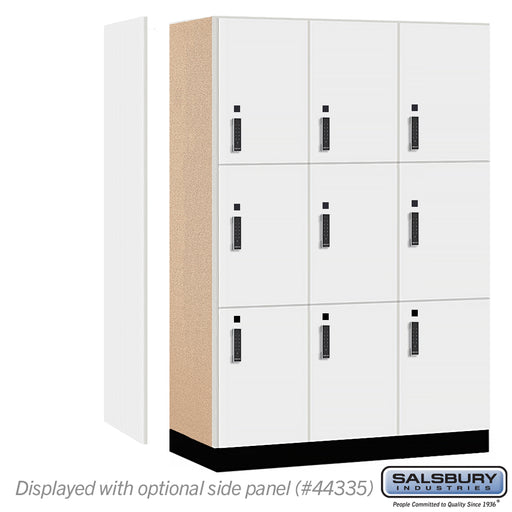 Salsbury 18" Wide Premier Wood Locker - Triple Tier - 3 Wide - 6 Feet High - 21" Deep - Arctic White - Electronic Locks - Sweatfully