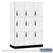 Salsbury 18" Wide Premier Wood Locker - Triple Tier - 3 Wide - 6 Feet High - 21" Deep - Arctic White - Electronic Locks - Sweatfully