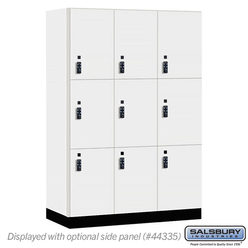 Salsbury 18" Wide Premier Wood Locker - Triple Tier - 3 Wide - 6 Feet High - 21" Deep - Arctic White - Resettable Combination Locks - Sweatfully