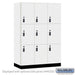 Salsbury 18" Wide Premier Wood Locker - Triple Tier - 3 Wide - 6 Feet High - 21" Deep - Arctic White - Resettable Combination Locks - Sweatfully