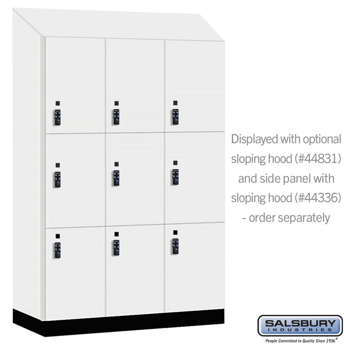 Salsbury 18" Wide Premier Wood Locker - Triple Tier - 3 Wide - 6 Feet High - 21" Deep - Arctic White - Resettable Combination Locks - Sweatfully
