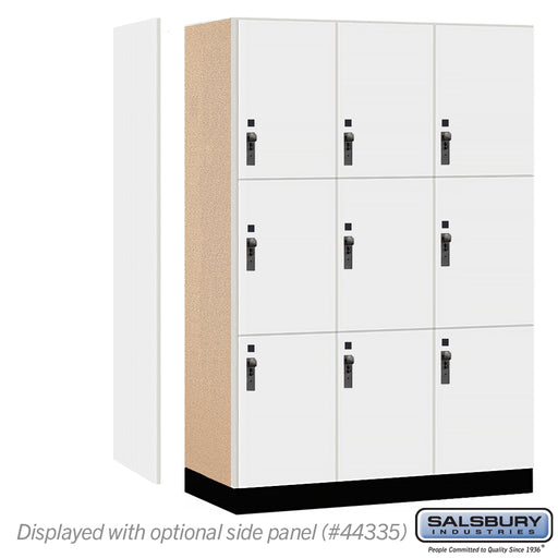 Salsbury 18" Wide Premier Wood Locker - Triple Tier - 3 Wide - 6 Feet High - 21" Deep - Arctic White - Hasps - Sweatfully