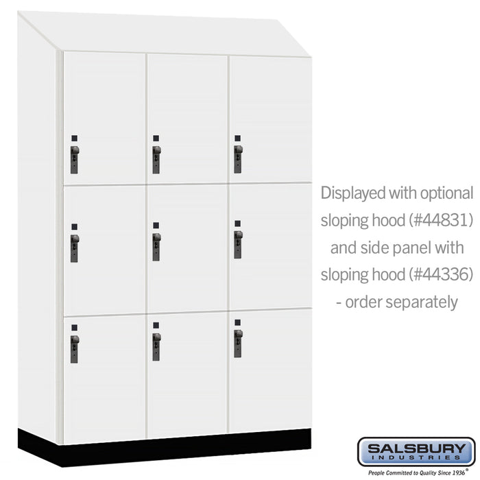 Salsbury 18" Wide Premier Wood Locker - Triple Tier - 3 Wide - 6 Feet High - 21" Deep - Arctic White - Hasps - Sweatfully