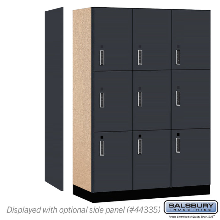 Salsbury 18" Wide Premier Wood Locker - Triple Tier - 3 Wide - 6 Feet High - 21" Deep - Carbon Mesh - Electronic Locks - Sweatfully