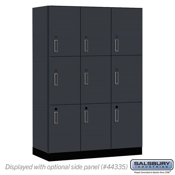 Salsbury 18" Wide Premier Wood Locker - Triple Tier - 3 Wide - 6 Feet High - 21" Deep - Carbon Mesh - Electronic Locks - Sweatfully