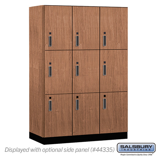 Salsbury 18" Wide Premier Wood Locker - Triple Tier - 3 Wide - 6 Feet High - 21" Deep - Red Oak - Electronic Locks - Sweatfully