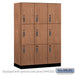 Salsbury 18" Wide Premier Wood Locker - Triple Tier - 3 Wide - 6 Feet High - 21" Deep - Red Oak - Electronic Locks - Sweatfully