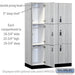 Salsbury 18" Wide Premier Wood Locker - Triple Tier - 3 Wide - 6 Feet High - 21" Deep - Silver Teak - Resettable Combination Locks - Sweatfully