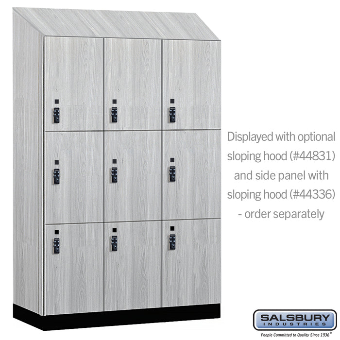 Salsbury 18" Wide Premier Wood Locker - Triple Tier - 3 Wide - 6 Feet High - 21" Deep - Silver Teak - Resettable Combination Locks - Sweatfully