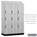 Salsbury 18" Wide Premier Wood Locker - Triple Tier - 3 Wide - 6 Feet High - 21" Deep - Silver Teak - Hasps - Sweatfully