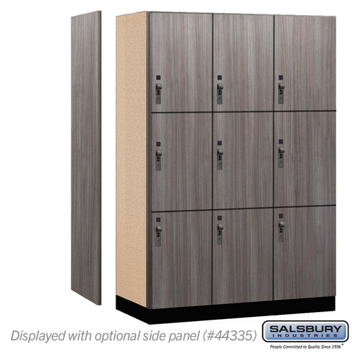 Salsbury 18" Wide Premier Wood Locker - Triple Tier - 3 Wide - 6 Feet High - 21" Deep - Skyline Walnut - Hasps - Sweatfully