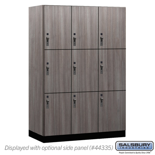 Salsbury 18" Wide Premier Wood Locker - Triple Tier - 3 Wide - 6 Feet High - 21" Deep - Skyline Walnut - Hasps - Sweatfully