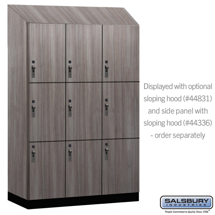 Salsbury 18" Wide Premier Wood Locker - Triple Tier - 3 Wide - 6 Feet High - 21" Deep - Skyline Walnut - Hasps - Sweatfully