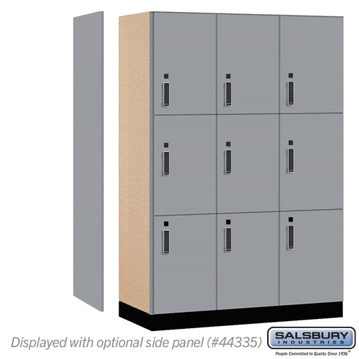 Salsbury 18" Wide Premier Wood Locker - Triple Tier - 3 Wide - 6 Feet High - 21" Deep - Winter Fog - Electronic Locks - Sweatfully