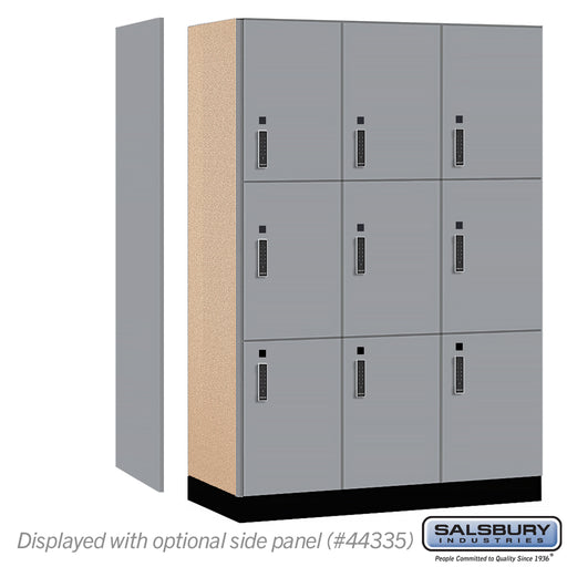 Salsbury 12" Wide Premier Wood Locker - Triple Tier - 3 Wide - 6 Feet High - 21" Deep - Winter Fog - Electronic Locks - Sweatfully
