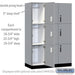 Salsbury 18" Wide Premier Wood Locker - Triple Tier - 3 Wide - 6 Feet High - 21" Deep - Winter Fog - Electronic Locks - Sweatfully