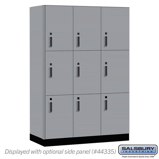 Salsbury 18" Wide Premier Wood Locker - Triple Tier - 3 Wide - 6 Feet High - 21" Deep - Winter Fog - Electronic Locks - Sweatfully