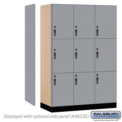 Salsbury 18" Wide Premier Wood Locker - Triple Tier - 3 Wide - 6 Feet High - 21" Deep - Winter Fog - Hasps - Sweatfully