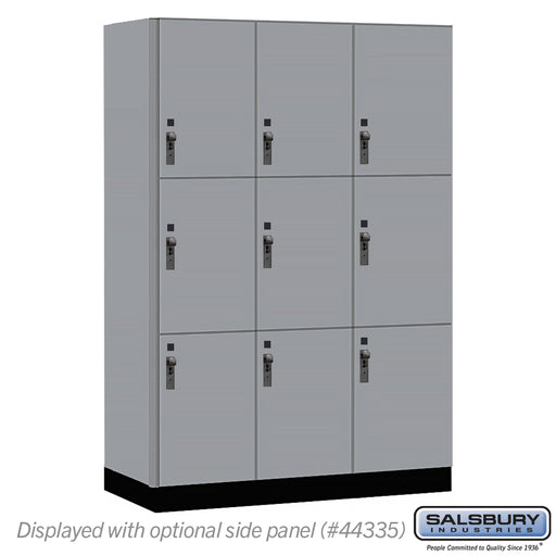 Salsbury 18" Wide Premier Wood Locker - Triple Tier - 3 Wide - 6 Feet High - 21" Deep - Winter Fog - Hasps - Sweatfully