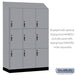 Salsbury 18" Wide Premier Wood Locker - Triple Tier - 3 Wide - 6 Feet High - 21" Deep - Winter Fog - Hasps - Sweatfully