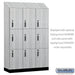 Salsbury 18" Wide Premier Wood Locker - Triple Tier - 3 Wide - 6 Feet High - 18" Deep - Silver Teak - Electronic Locks - Sweatfully