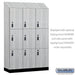 Salsbury 18" Wide Premier Wood Locker - Triple Tier - 3 Wide - 6 Feet High - 18" Deep - Silver Teak - Resettable Combination Locks - Sweatfully