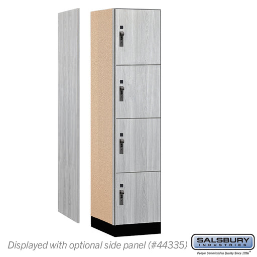 Salsbury 18" Wide Premier Wood Locker - Four Tier - 1 Wide - 6 Feet High - 21" Deep - Silver Teak - Hasps - Sweatfully